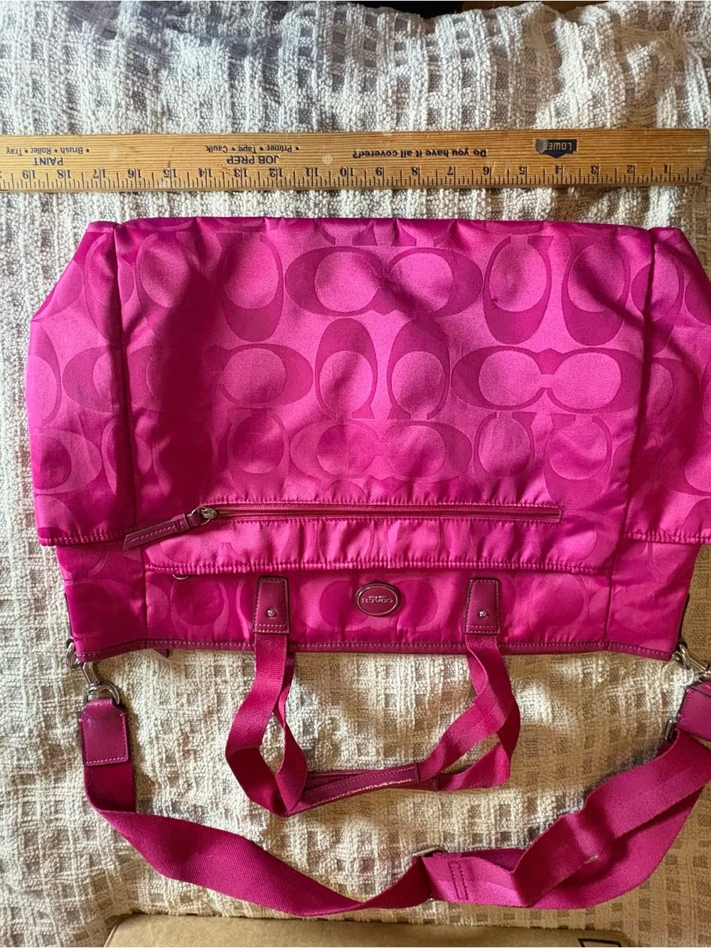 Coach Fuchsia Signature Tote with Adjustable Crossbody Strap